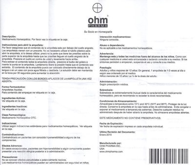 Insert Spanish (Ampoule Box Insert Spanish)
